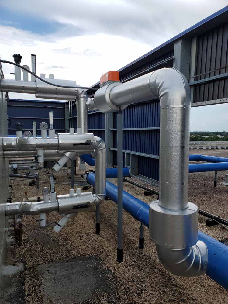 New Temtrol Chilled Water Rooftop Air Handling Unit Piping Installed by CMS